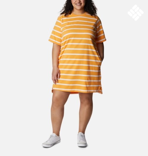 Women's Columbia Sun Trek T-Shirt Dress Stripe | Plus Size CA-W4561